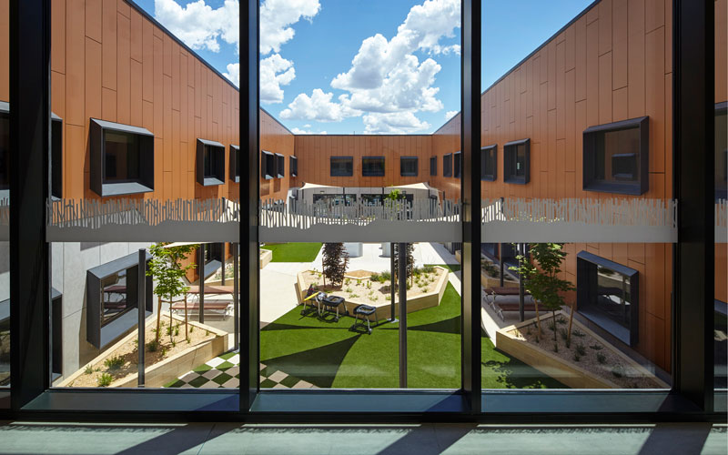 University of Canberra view looking into a courtyard