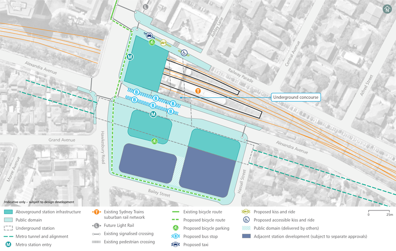 Precinct map of Westmead Sydney Metro station